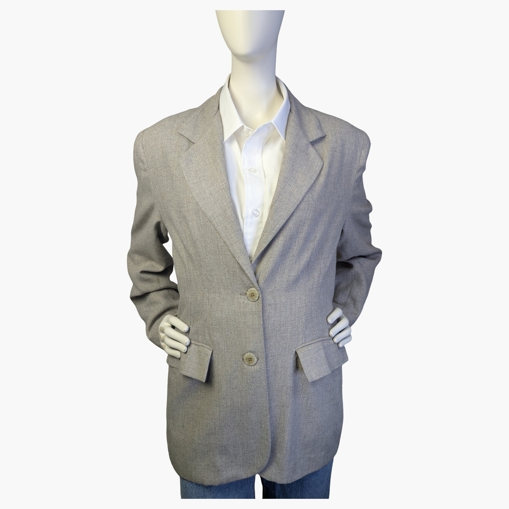 Vintage Beechers Brook Taupe Wool Blend Blazer | Made in Canada | Size 8, Medium